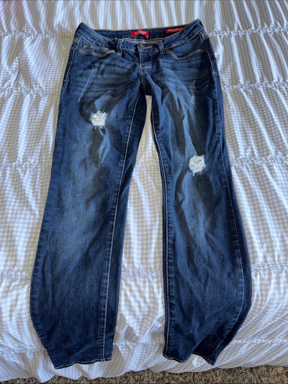 Guess Dark Blue Ripped Skinny Jeans
